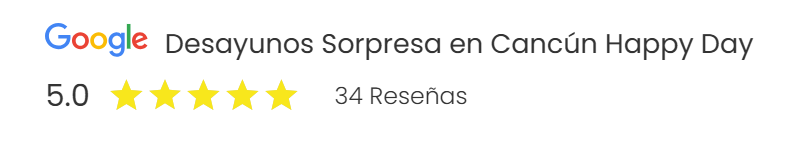 Google · Desayunos Sorpresa en Cancún Happy Day · 5.0 ★★★★★ · 34 reseñas